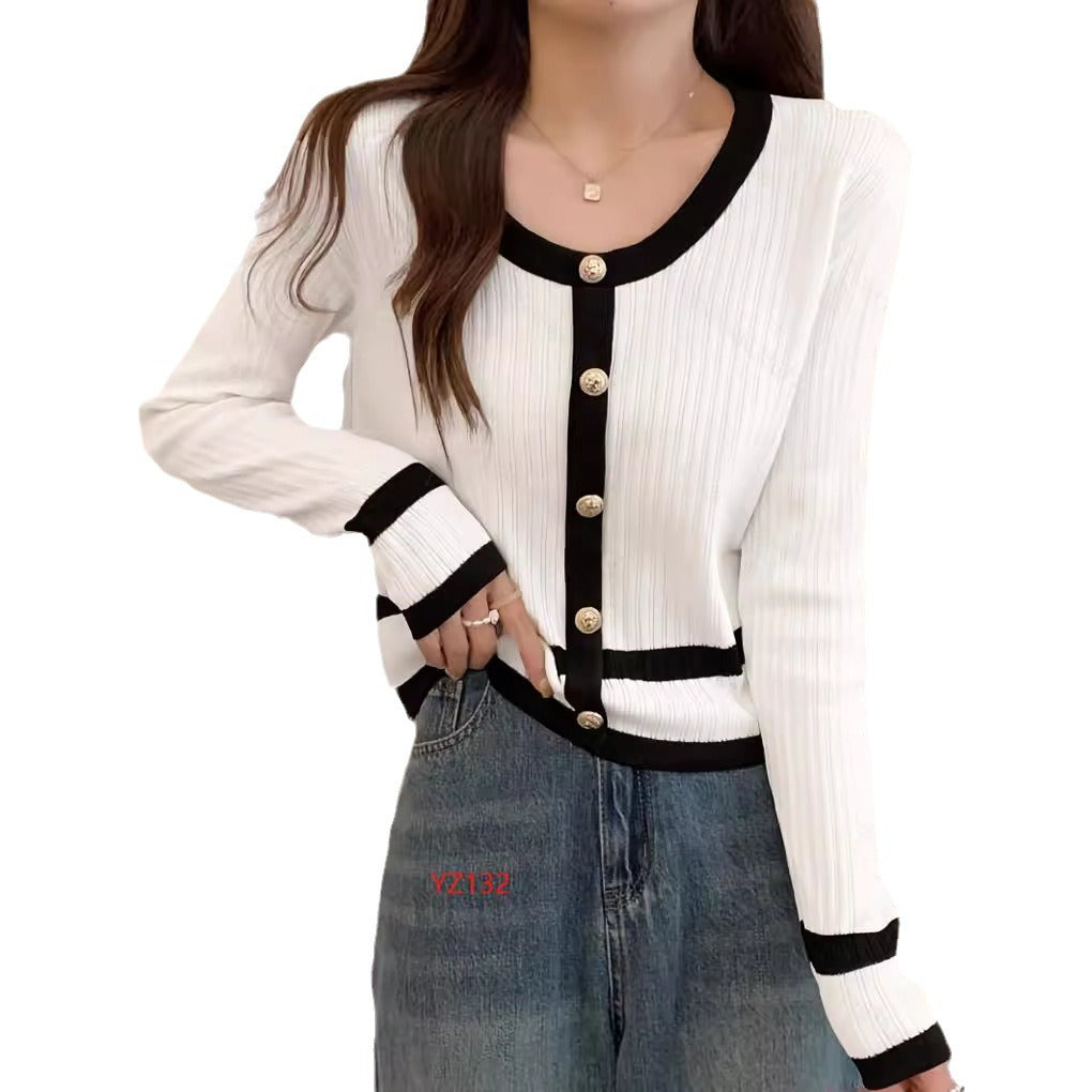 Damen modische Strickjacke im lässigen Schnitt mit Knopfleiste EB