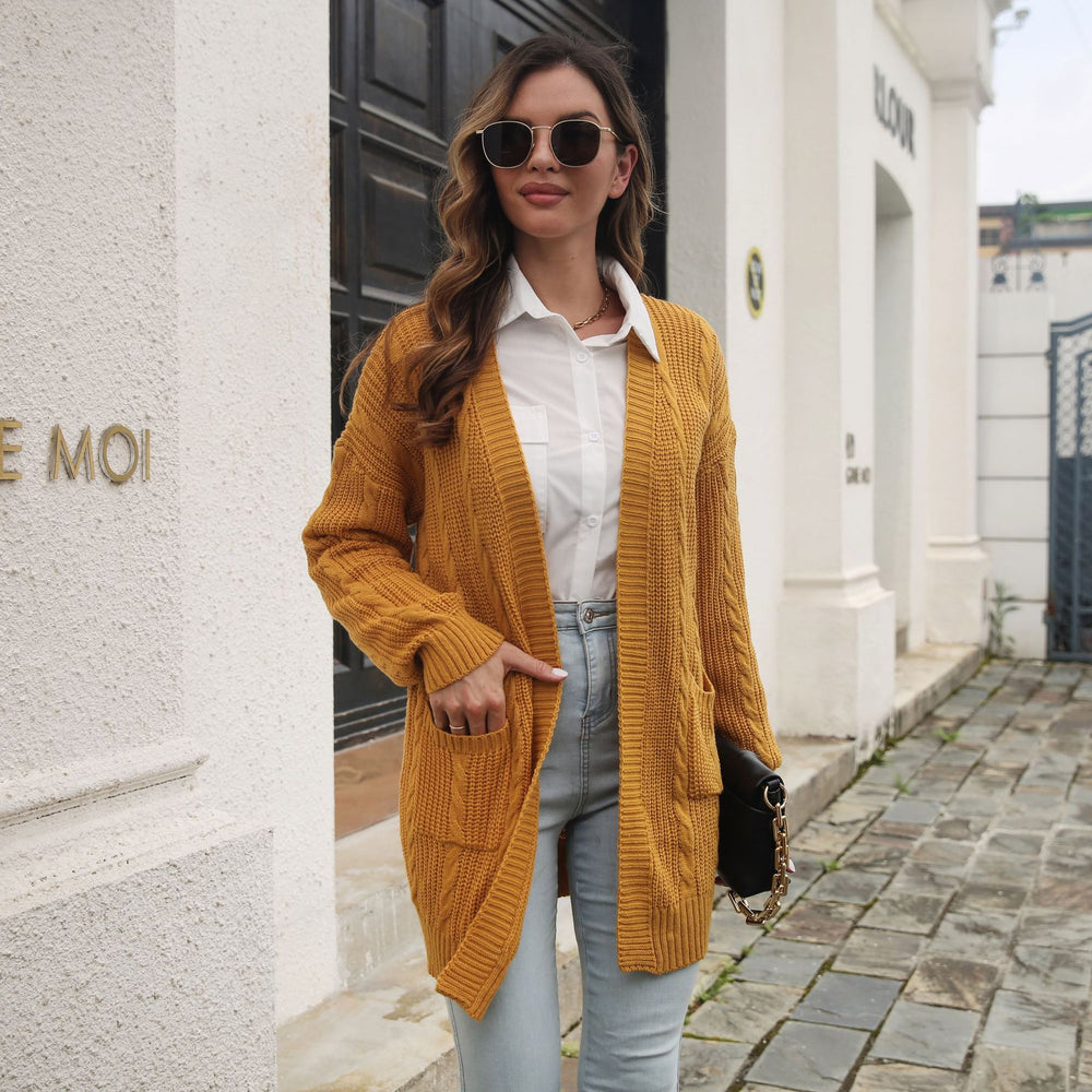 Damen Großer Strickcardigan mit Zopfmuster EB