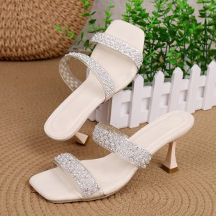 Damen elegante Slingback-Sandalen mit glitzernden Riemen EB
