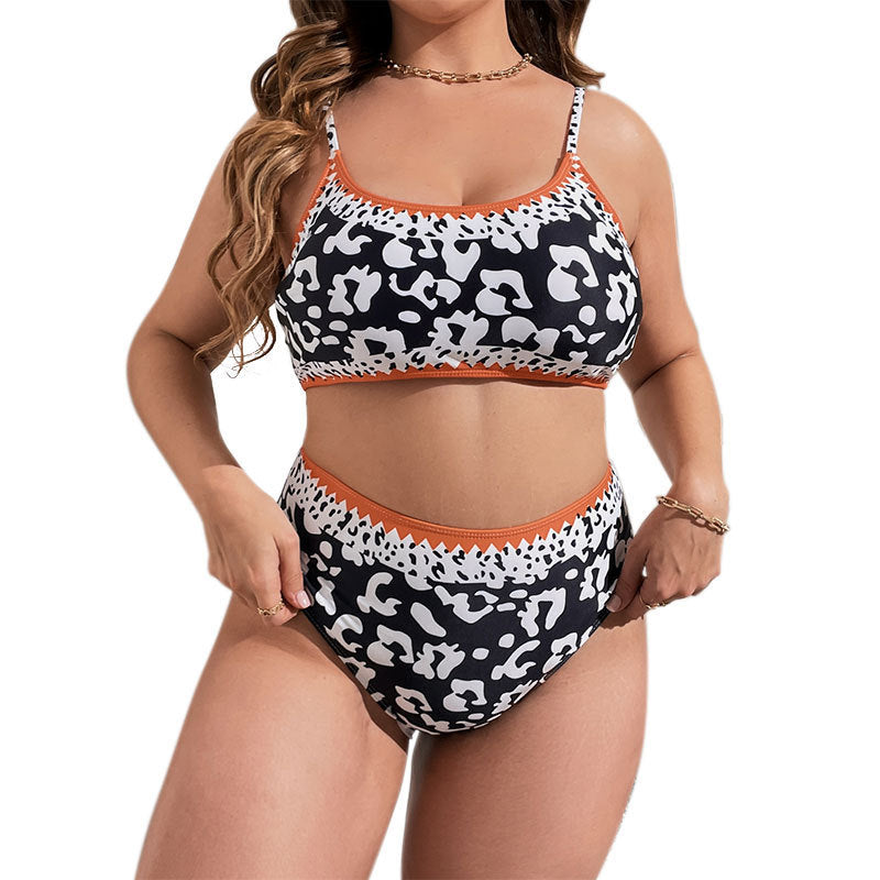 Damen Hochtaillierter Bikini mit animalischem Muster und sportlichem Design EB