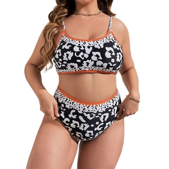 Damen Hochtaillierter Bikini mit animalischem Muster und sportlichem Design EB