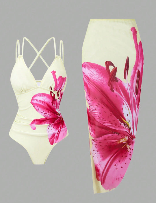 Damen Badeanzug mit elegantem Blumenprint EB