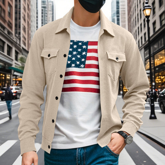 Herren lässige Oberhemdjacke mit funktionalen Taschen und strukturiertem Design EB