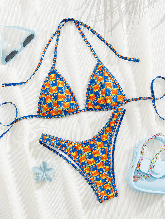 Damen Triangel-Bikini mit aufregendem Streifen-Design EB
