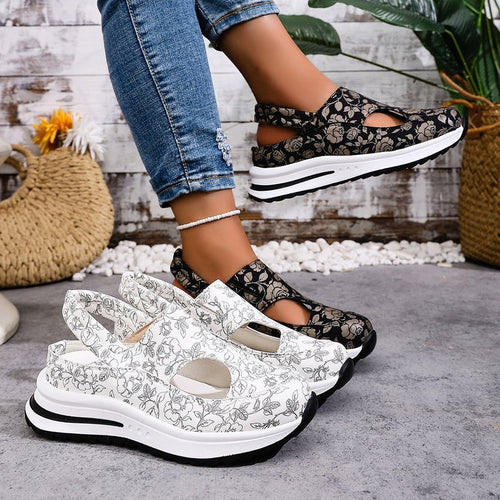 Damen Sportliche Sandaletten mit floralem Schnitt und rutschfester Sohle EB