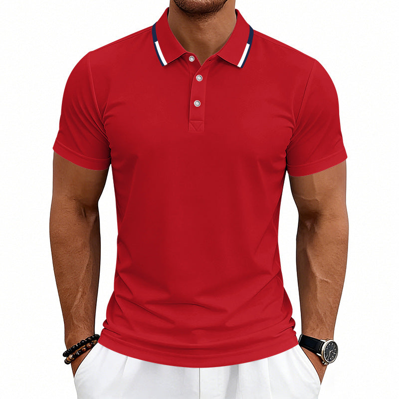 Herren nan tailliertes Kurzarm-Poloshirt mit Kontrastkragen aus atmungsaktivem Piqué EB