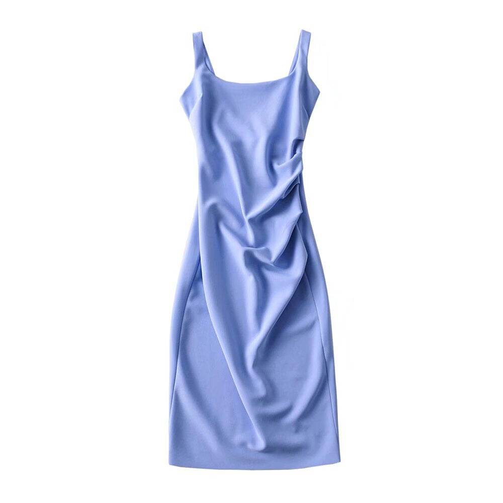 Damen figurbetontes Midi-Kleid mit elegantem Rüschendetail EB