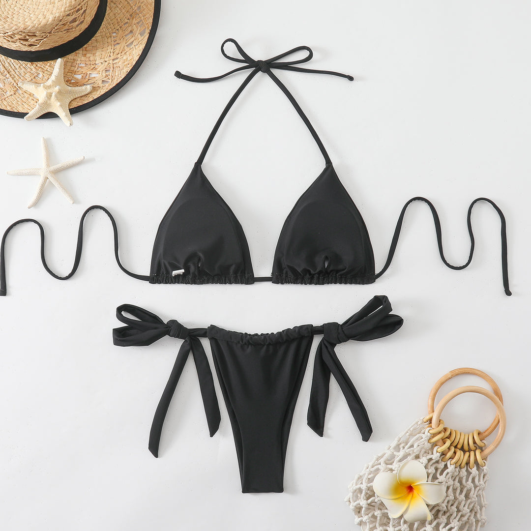 Damen Triangel-Bikini mit modischen Bindebändern EB