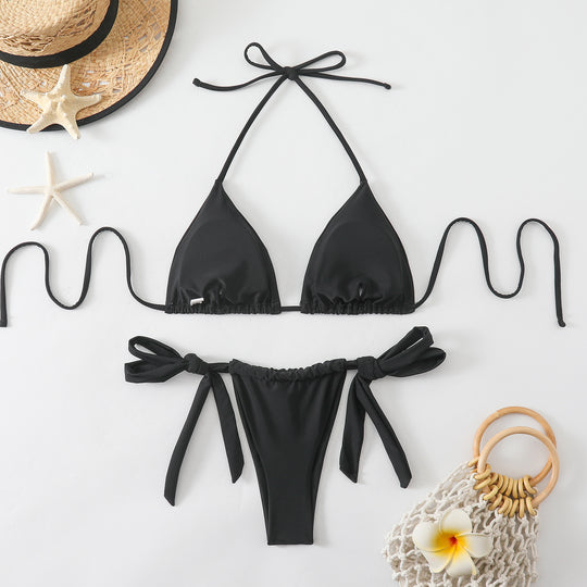Damen Triangel-Bikini mit modischen Bindebändern EB