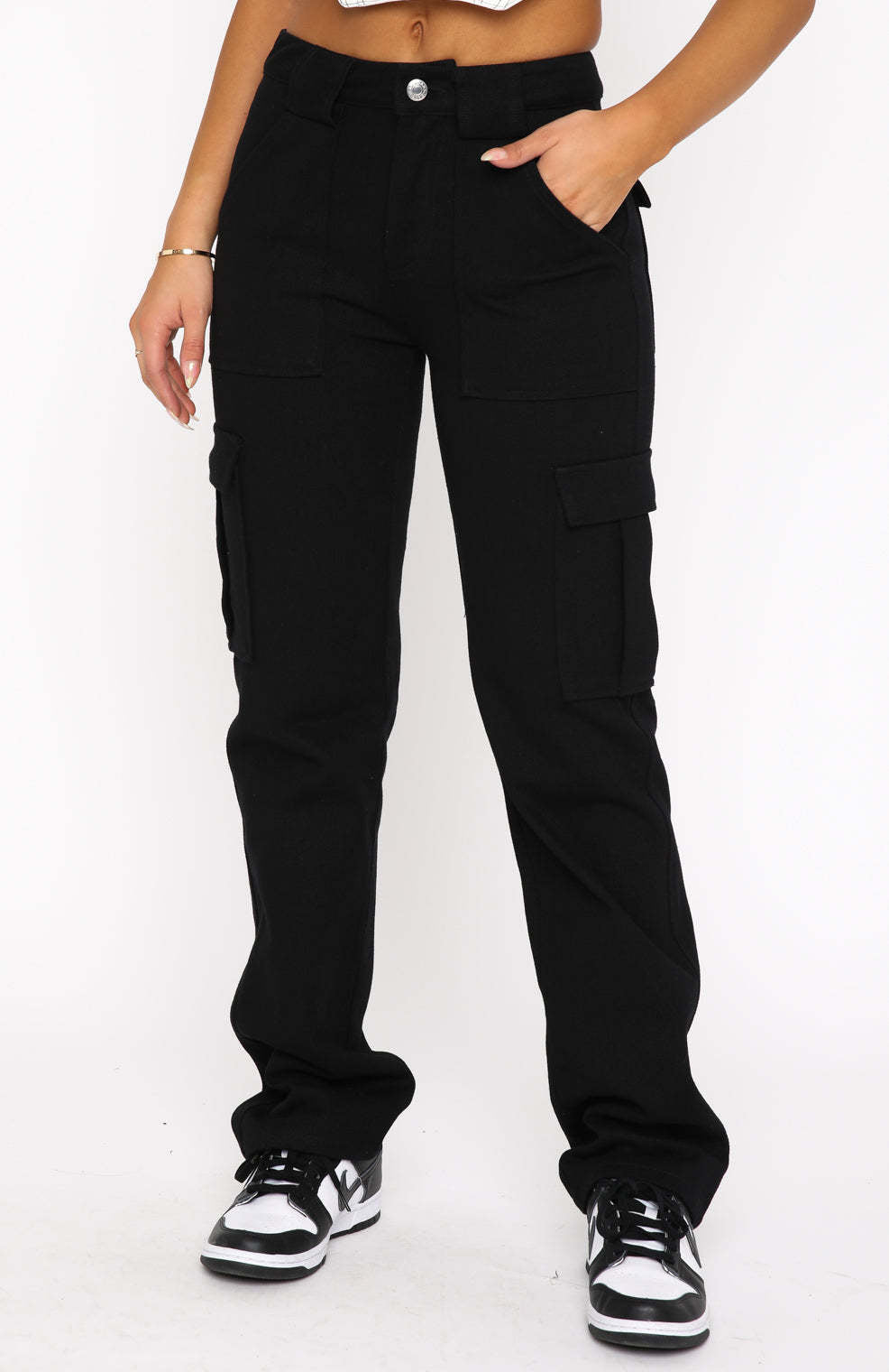 Damen Cargo-Style Hose mit hohen Taschen und entspannter Passform EB