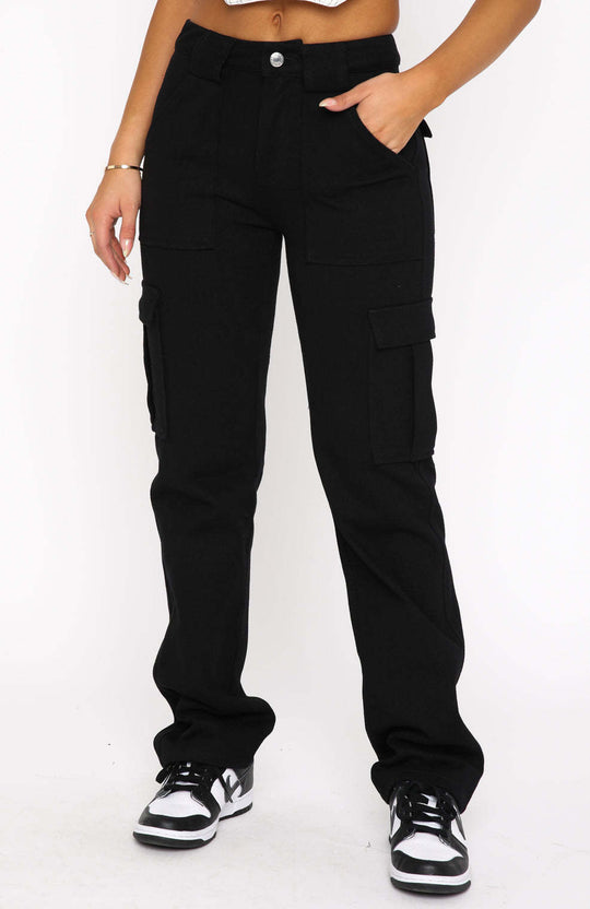 Damen Cargo-Style Hose mit hohen Taschen und entspannter Passform EB