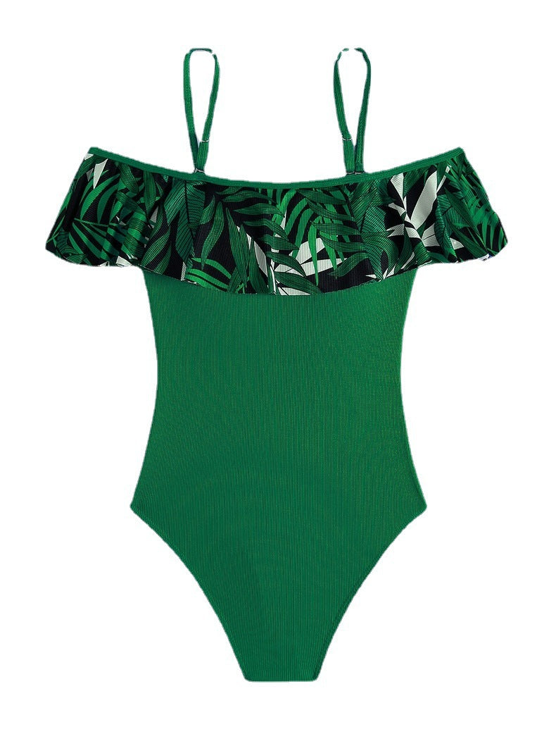 Damen Badeanzug mit floralem Volant EB