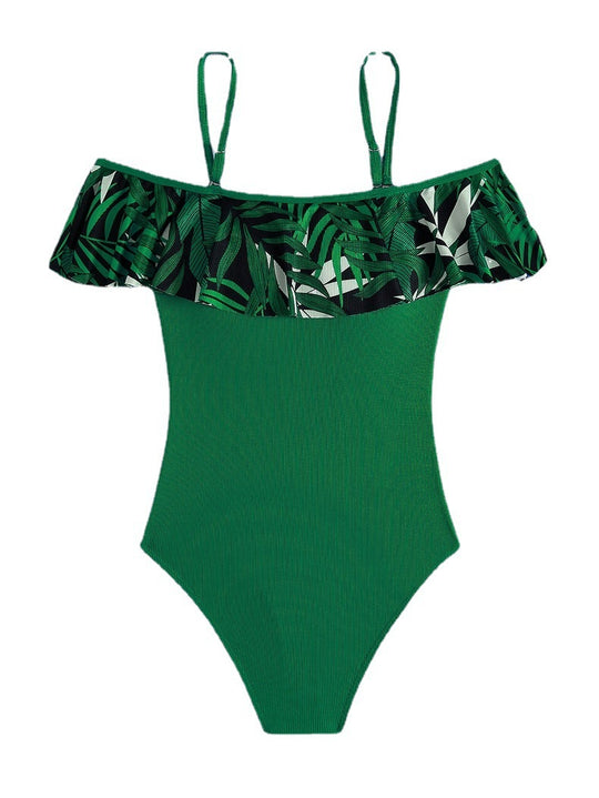 Damen Badeanzug mit floralem Volant EB