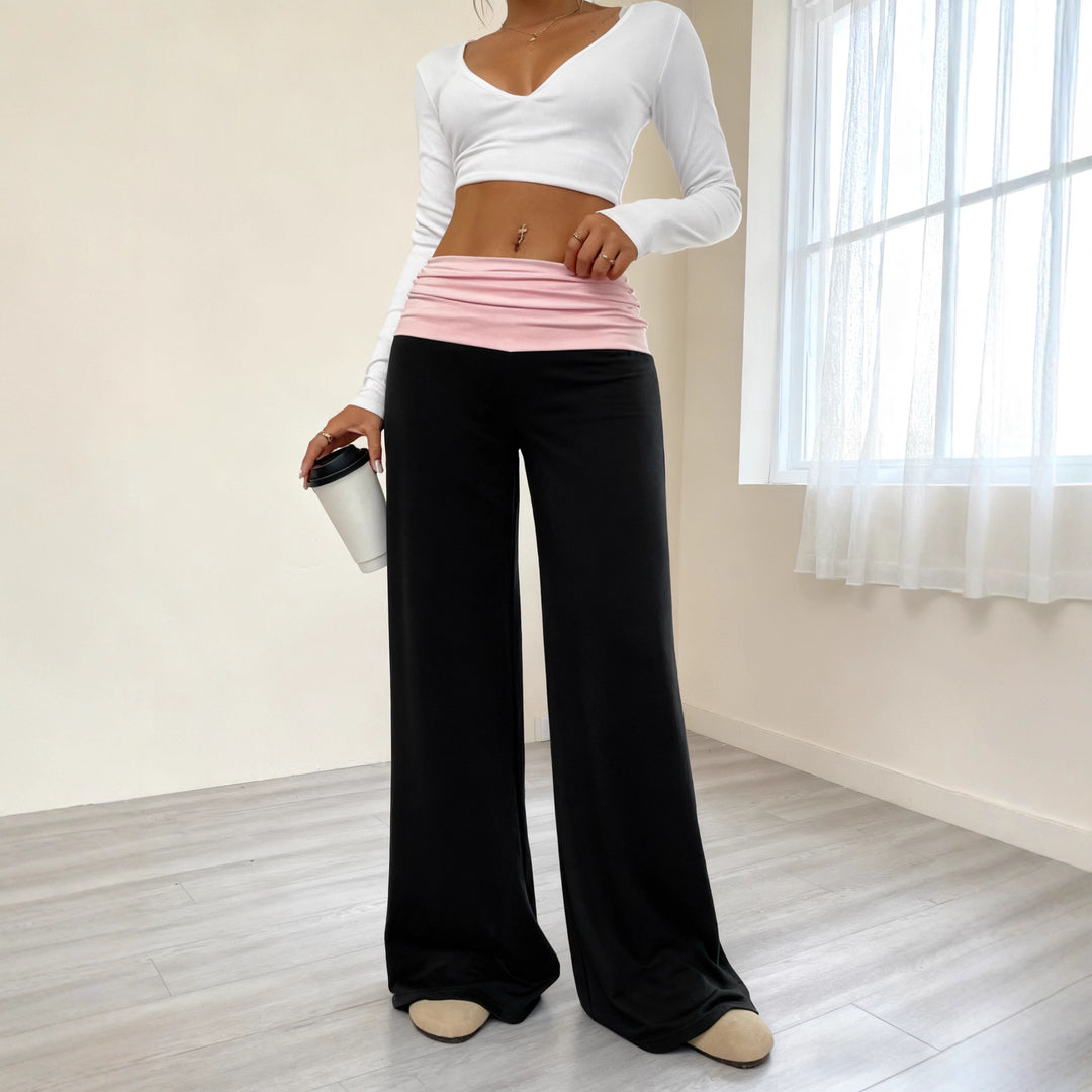 Damen Bequeme Loungehose mit hohem Bund EB