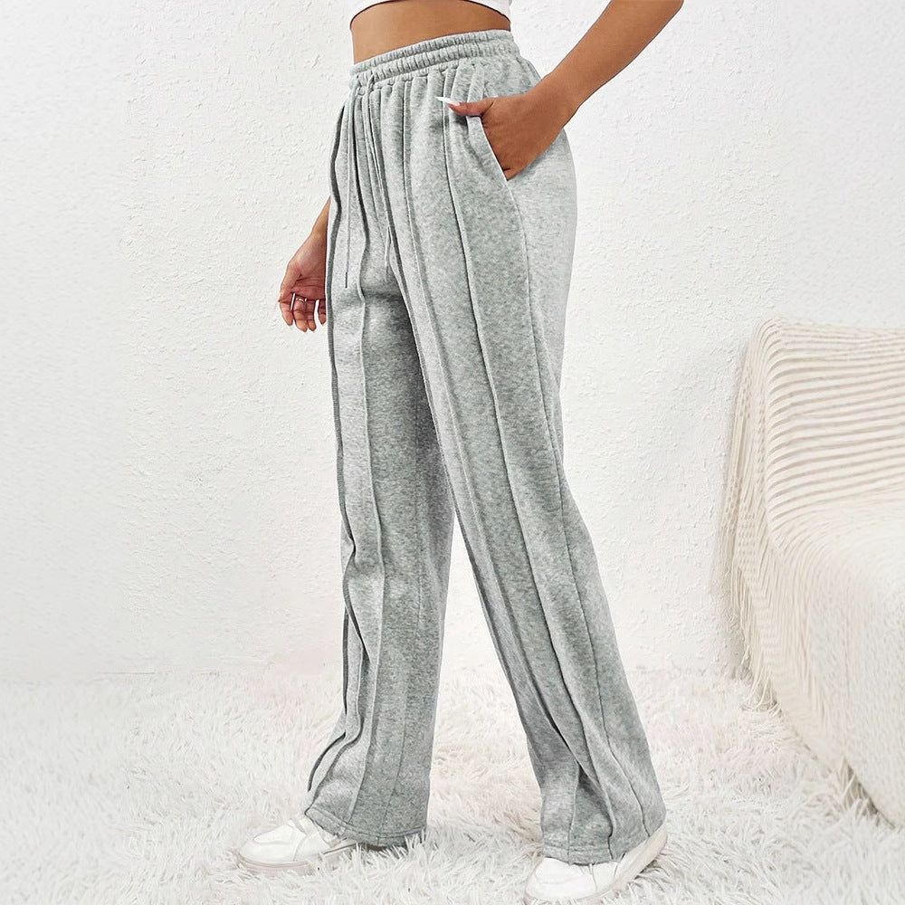 Damen lässige Plissee-Hose mit elastischem Bund EB