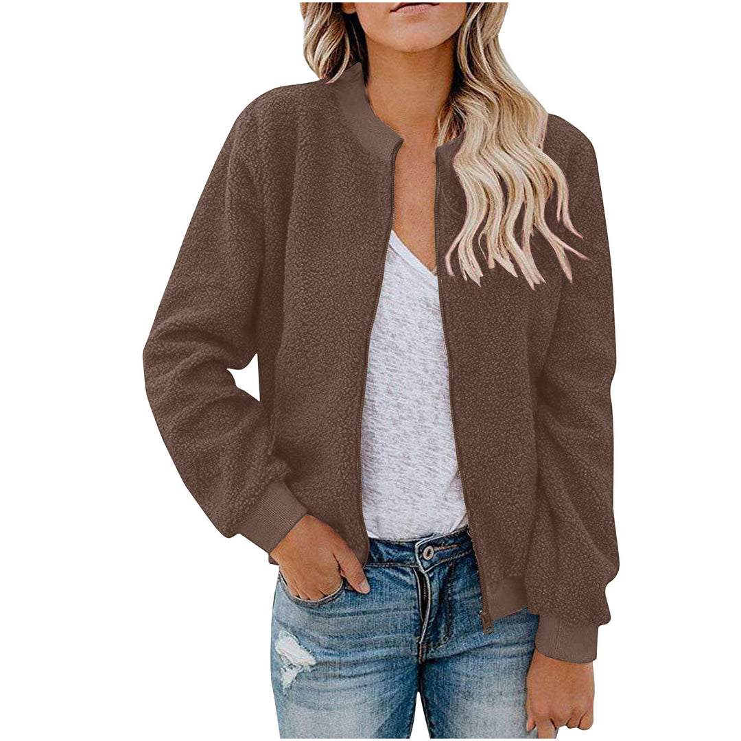 Damen Fleece Bomberjacke mit Stehkragen EB