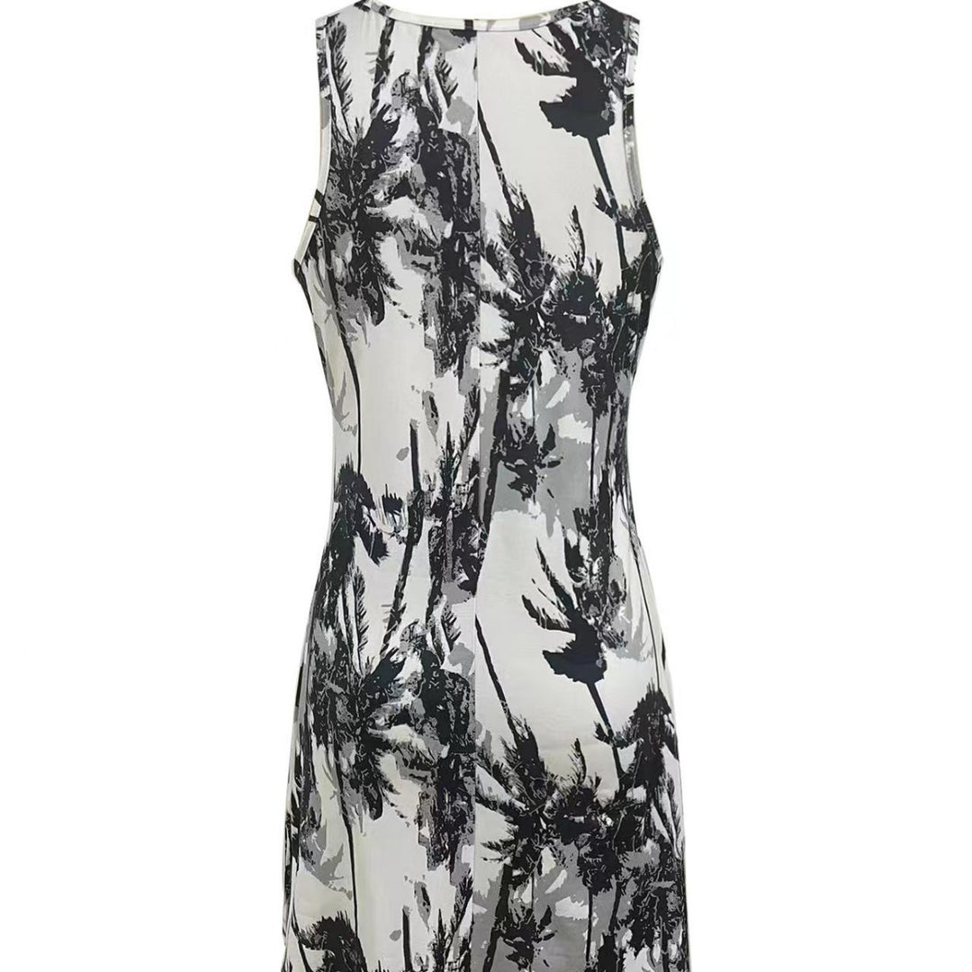 Damen Sommerliches Freizeitkleid mit modernem Palmenmuster EB