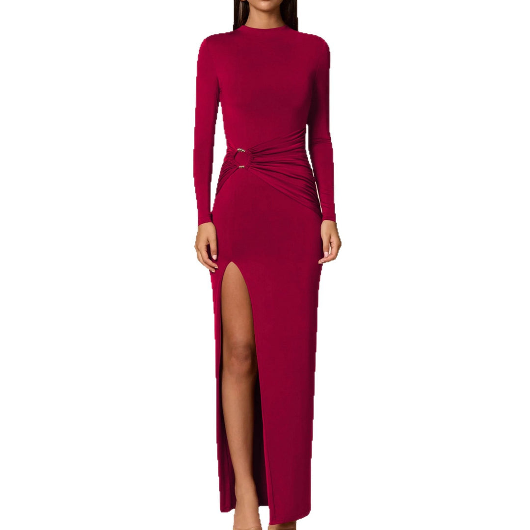 Damen Elegantes Maxikleid mit figurbetonendem Schnitt und hohem Schlitz EB