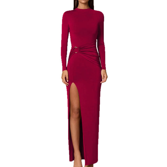 Damen Elegantes Maxikleid mit figurbetonendem Schnitt und hohem Schlitz EB