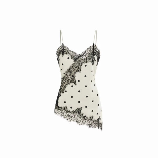 Damen Satin Top mit eleganter Spitze und Spaghettiträger EB
