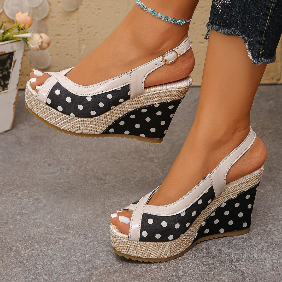 Damen Wedge-Sandalen mit verspieltem Punkte-Design und komfortablem Fußbett EB