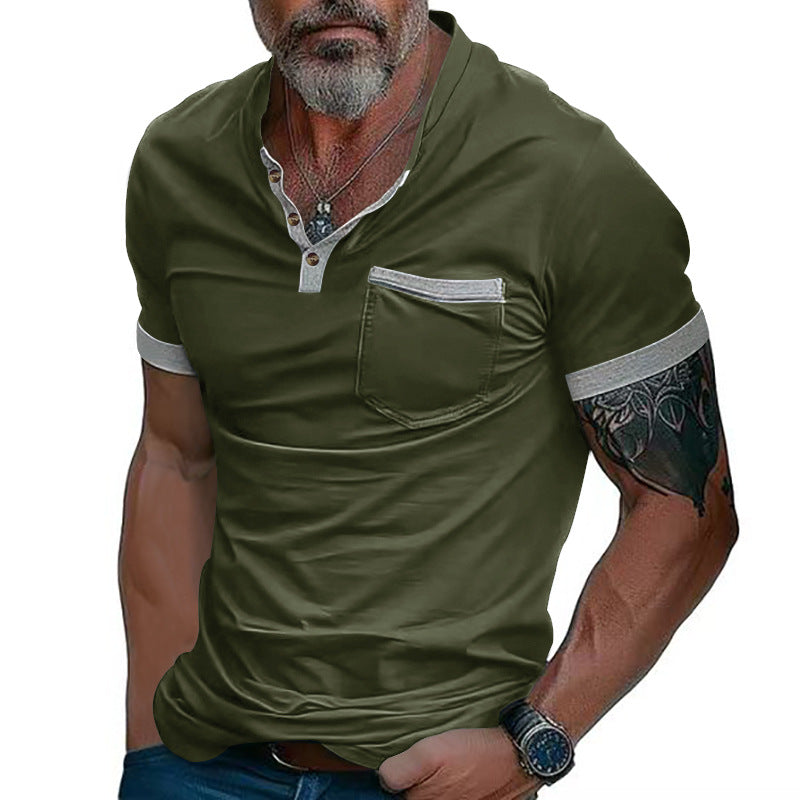 Herren Poloshirt mit modischem Kragen und Brusttasche EB