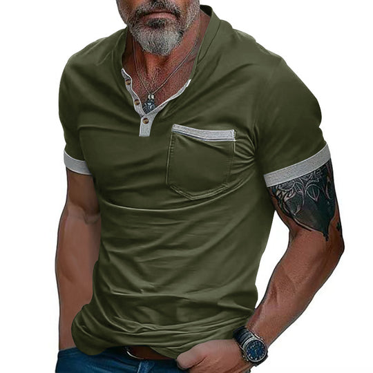 Herren Poloshirt mit modischem Kragen und Brusttasche EB