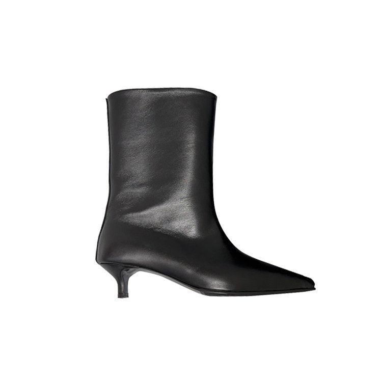 Damen elegante Stiefeletten mit spitzem Zehenbereich und geschmeidiger Lederoberfläche EB