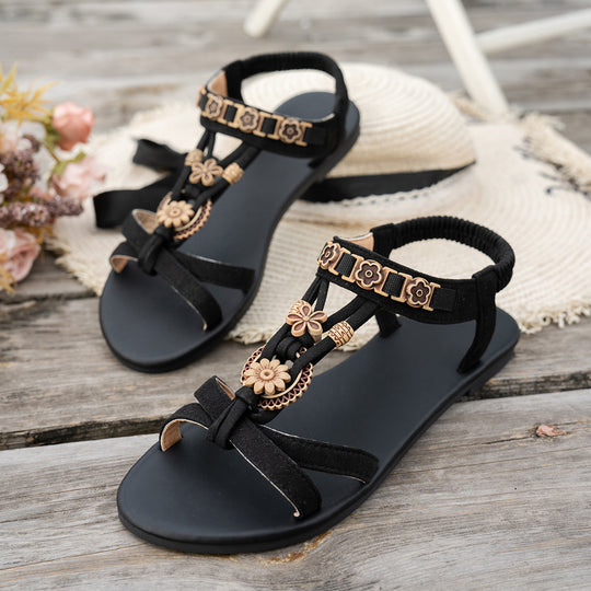 Damen modische Sandalen mit floralen Akzenten EB