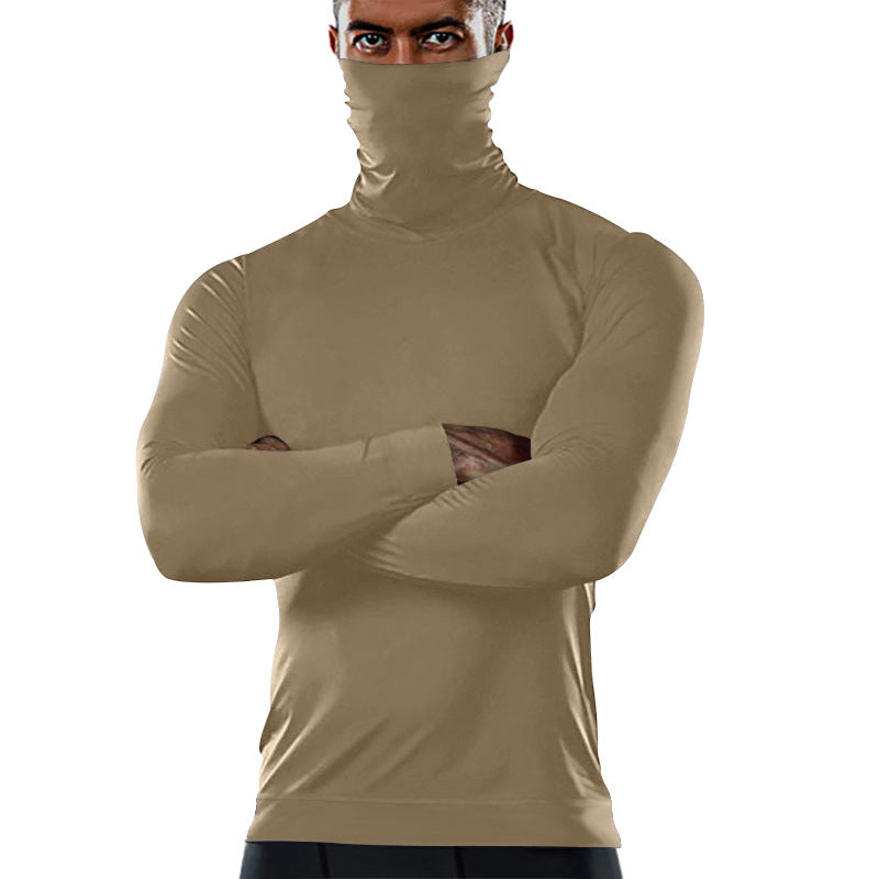 Herren funktionales Langarmshirt mit hohem Kragen und feuchtigkeitsregulierendem Material EB