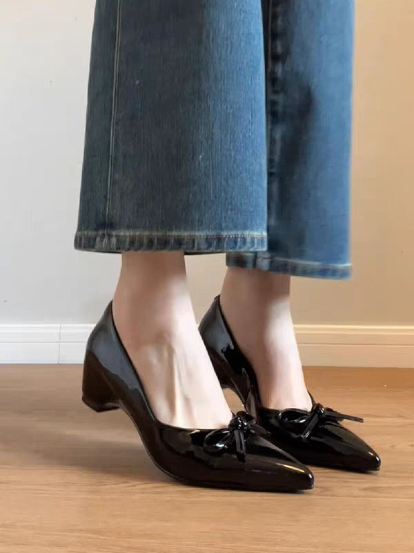 Damen elegante Pumps mit modischem Schleifenakzent EB