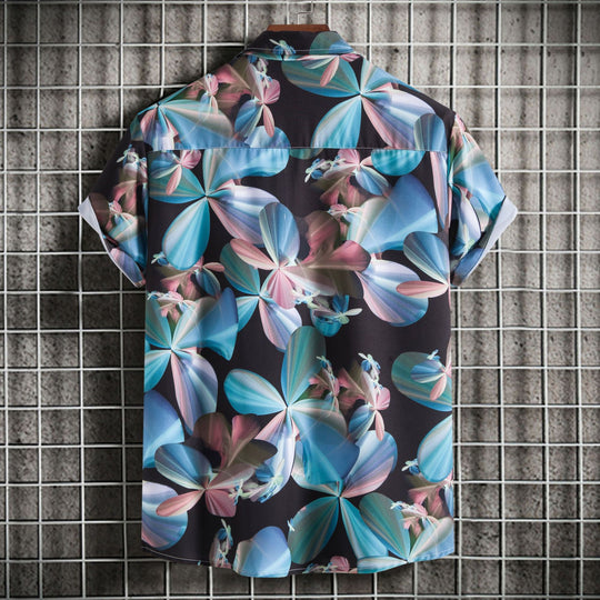 Herren Kurzarmhemd mit floralem 3D-Design und lässigem Schnitt EB