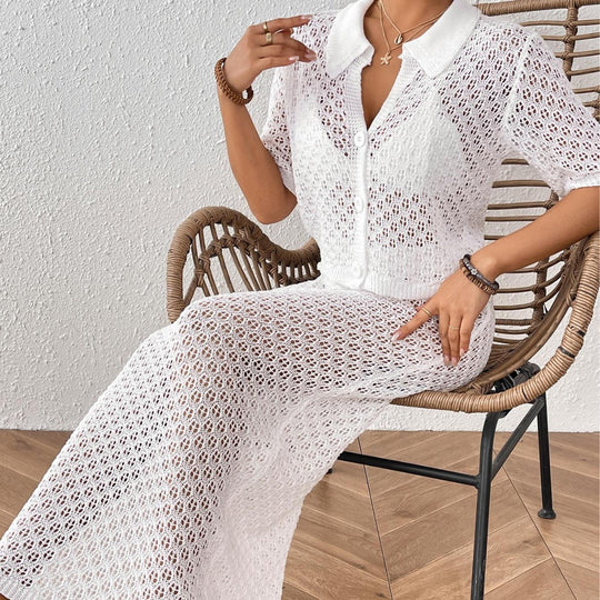 Damen elegantes Häkel-Kimono-Set EB