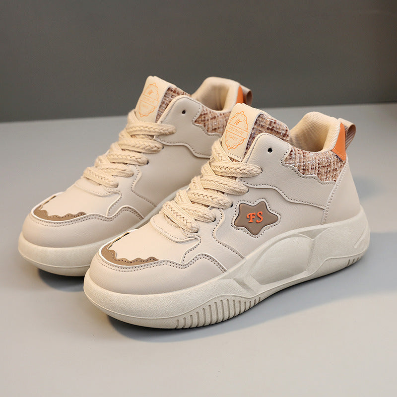 Damen modische High-Top Sneakers mit gepolstertem Kragen und rutschfester Sohle EB