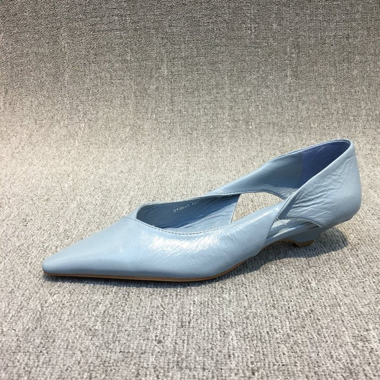 Damen Raffinierte Spitze Ballerinas mit Geschmeidiger Lederoberfläche EB