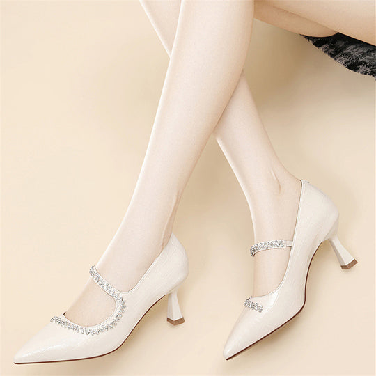 Damen elegante Slingback-Pumps mit funkelndem Schmuckdetail EB