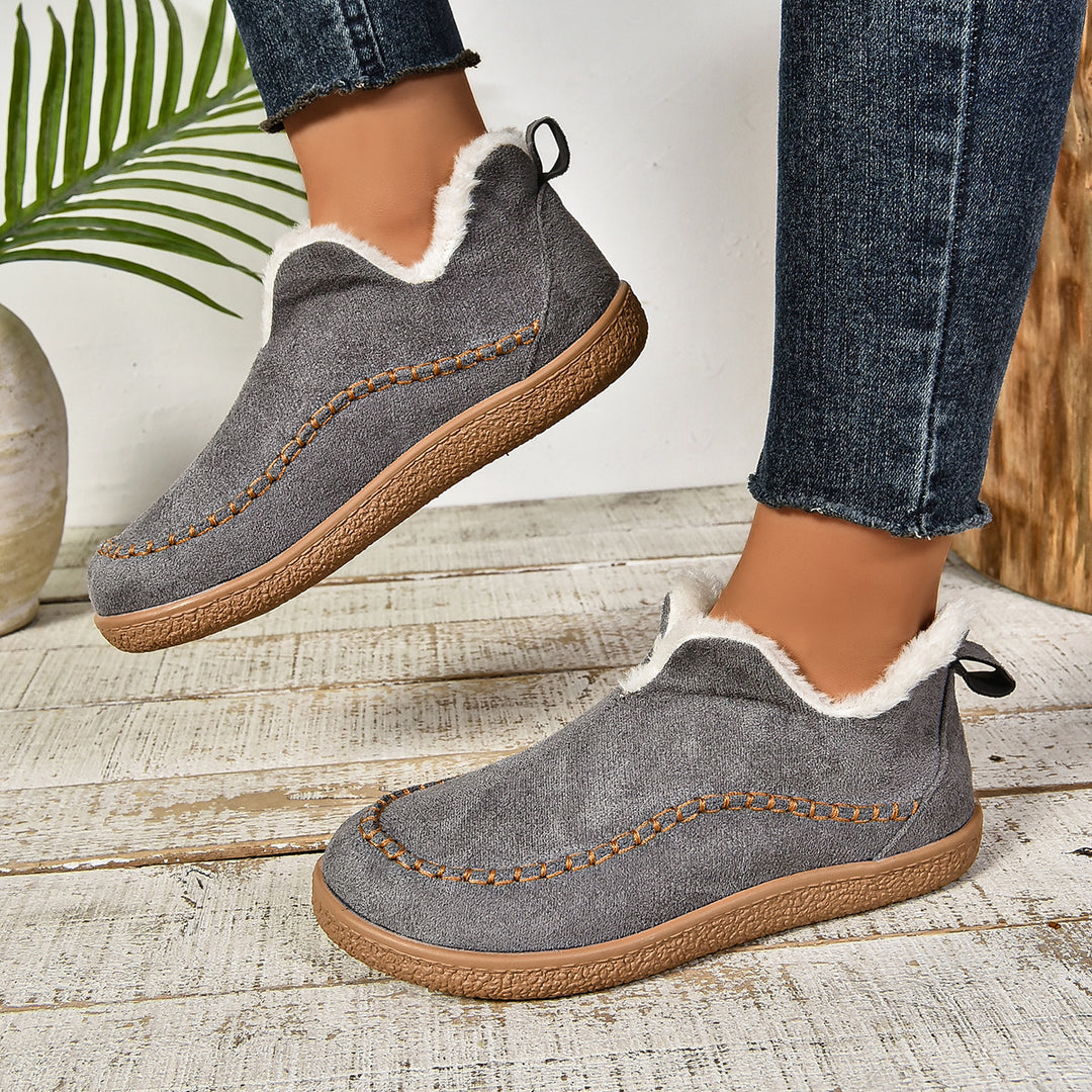 Damen Slipper mit warmem Fleece-Futter und rutschfester Sohle EB