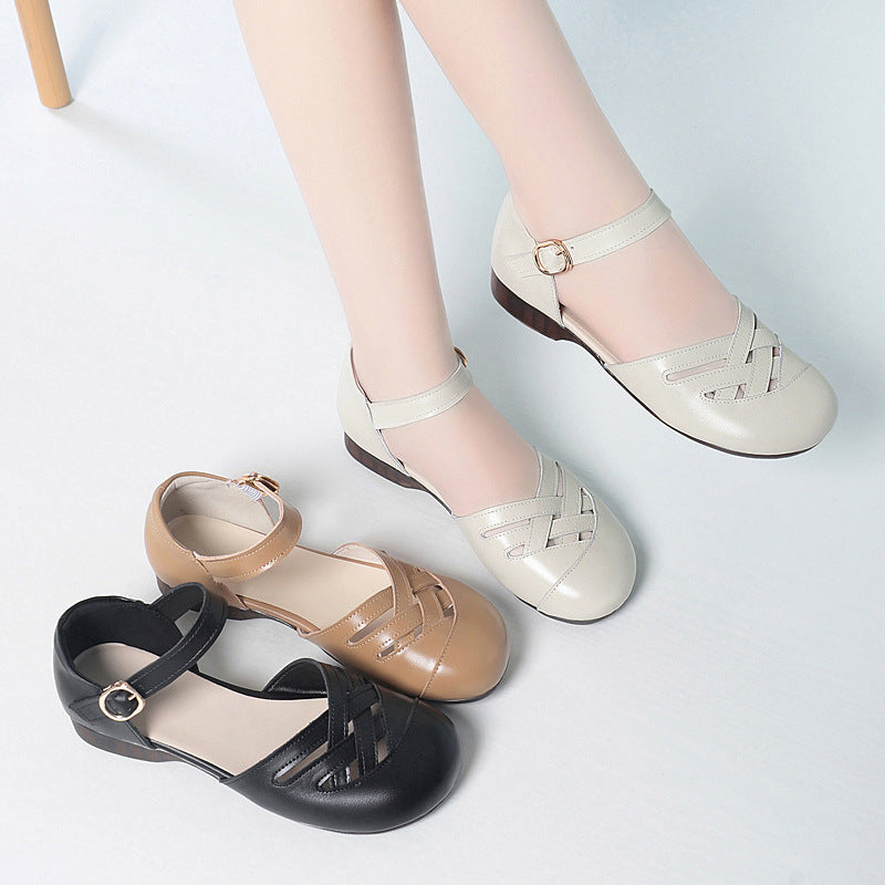 Damen modische Ballerinas mit Riemchen und offenem Schnitt EB