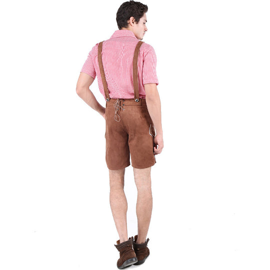 Herren nan Trachtenlederhose kurz mit Latzträgern und filigraner Stickerei EB