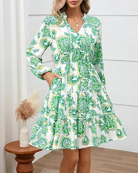 Damen Freizeitkleid mit Rüschendetails und floralem Muster EB