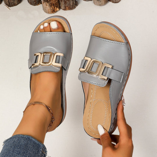 Damen elegante Clogs mit modischem Riemchen und komfortablem Fußbett EB