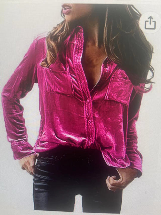 Damen Satin Bluse mit dekorativen Brusttaschen EB