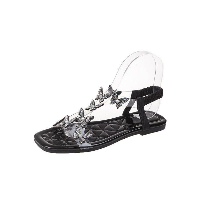 Damen Glamouröse Flip-Flops mit funkelnden Riemen und elastischem Fußbett EB