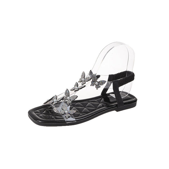 Damen Glamouröse Flip-Flops mit funkelnden Riemen und elastischem Fußbett EB