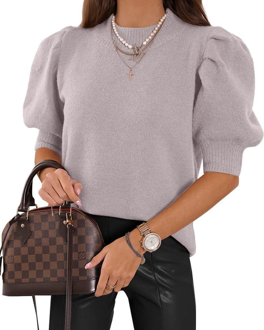 Damen Puffärmel Strickpullover EB