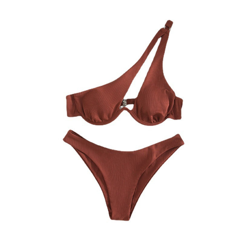 Damen Triangel-Bikini mit asymmetrischem Schnitt und bequemem Unterteil EB