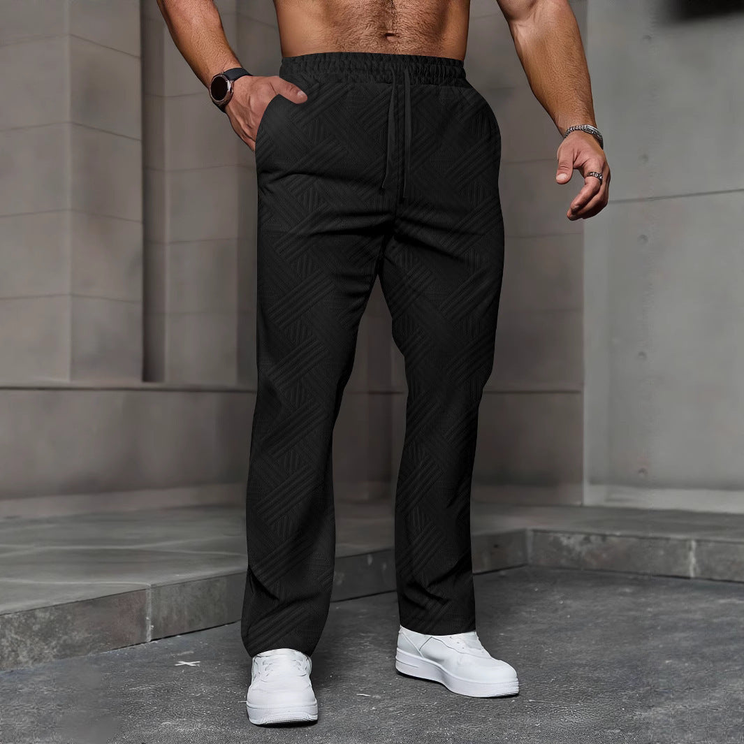 Herren nan strukturierte Relax-Jogginghose mit geometrischem Jacquard, elastischem Tunnelzug und geradem Bein EB