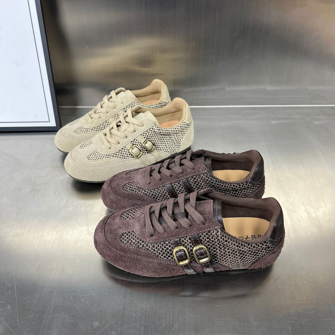 Damen Sportliche Sneakers mit elegantem Geflecht und modischem Schnallenverschluss EB