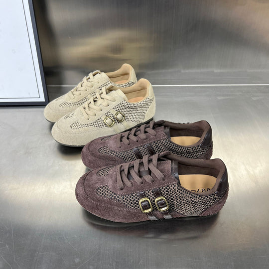 Damen Sportliche Sneakers mit elegantem Geflecht und modischem Schnallenverschluss EB
