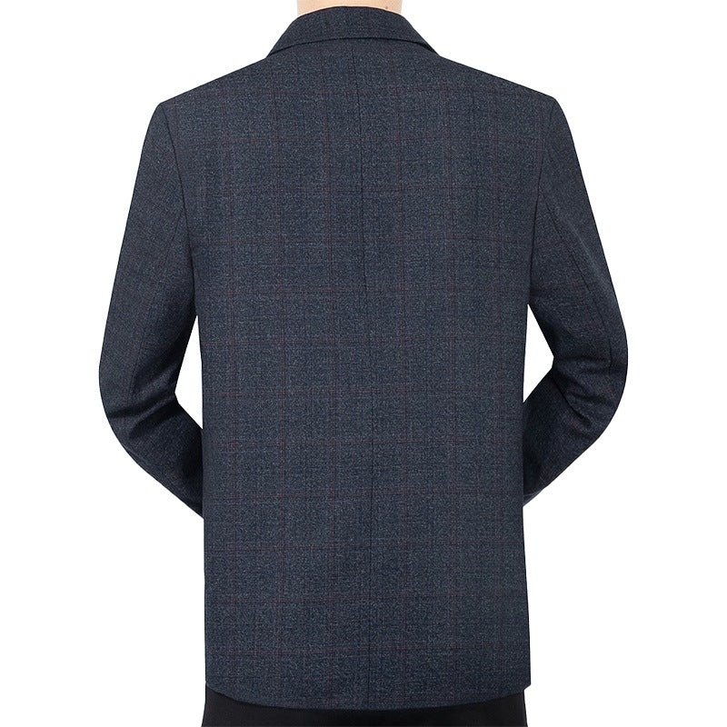 Herren Karierter halbstrukturierter Casual-Blazer aus Wollmix mit aufgesetzten Taschen EB